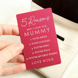 Personalised 5 Reasons Why I Love You Wallet Card (more options)