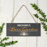 Personalised "Beer Garden" Printed Hanging Slate Plaque