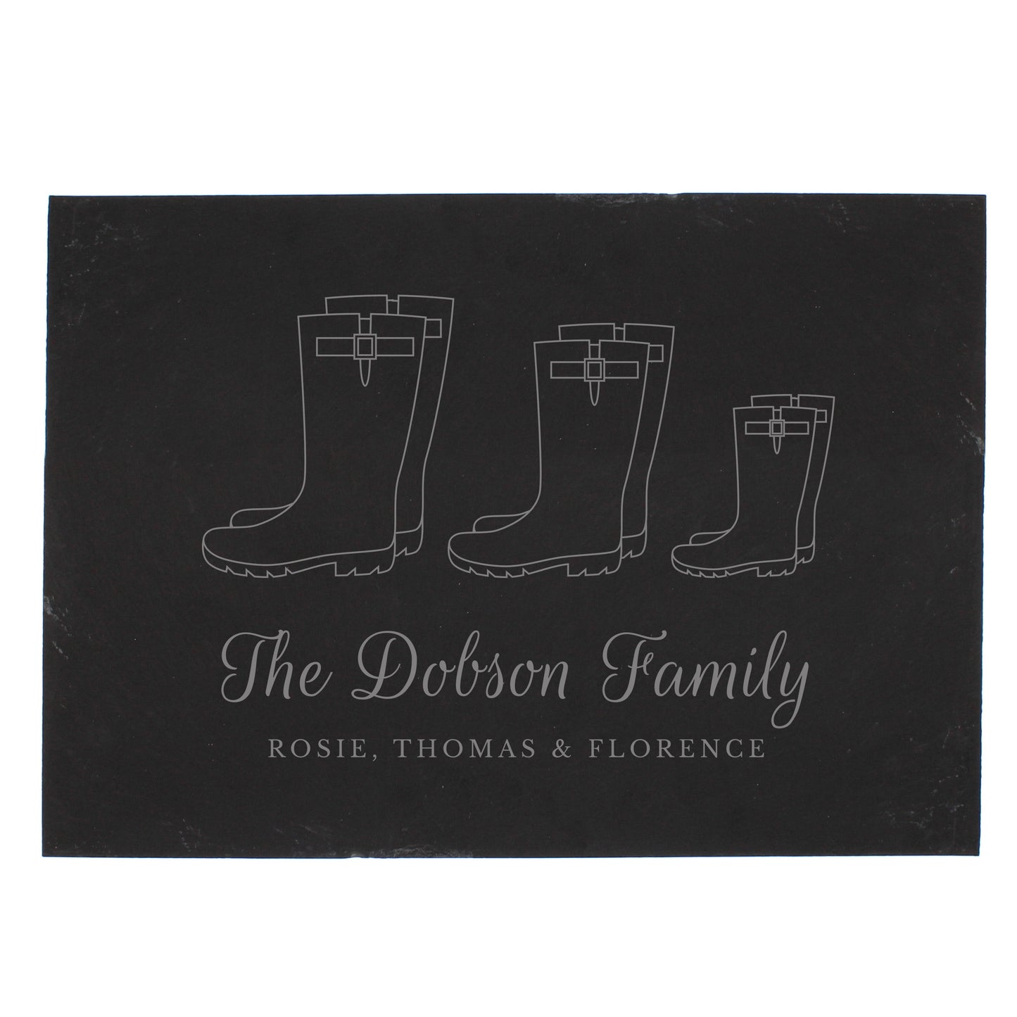 Personalised Welly Boot Family of Three Slate