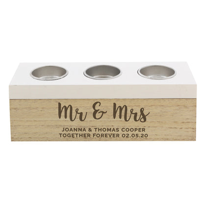 Personalised Married Couple Triple Tea Light Box