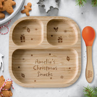 Personalised Christmas Dinner Bamboo Suction Plate & Spoon
