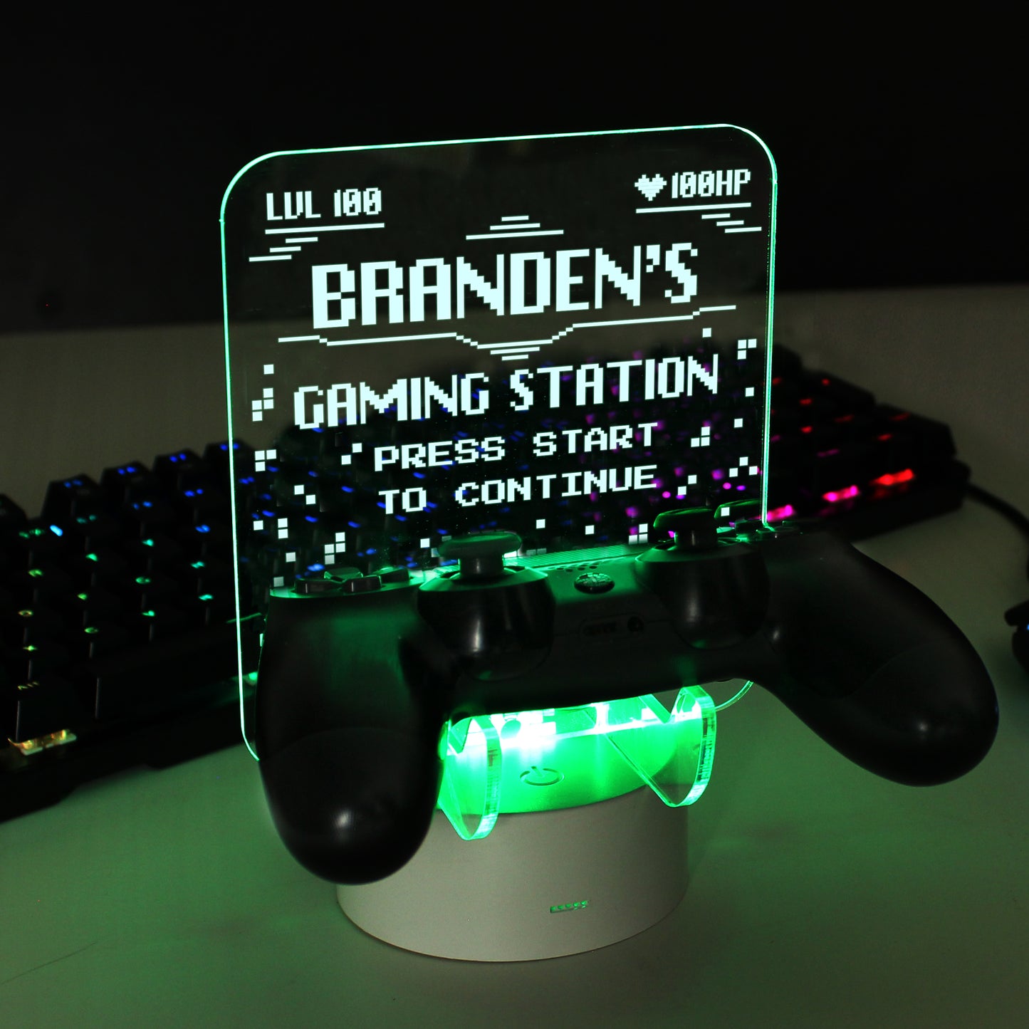 Personalised Gaming Controller Holder LED Colour Changing Light