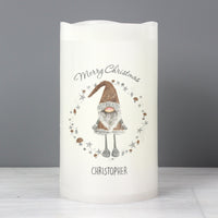 Personalised Scandinavian Christmas Gnome LED Candle