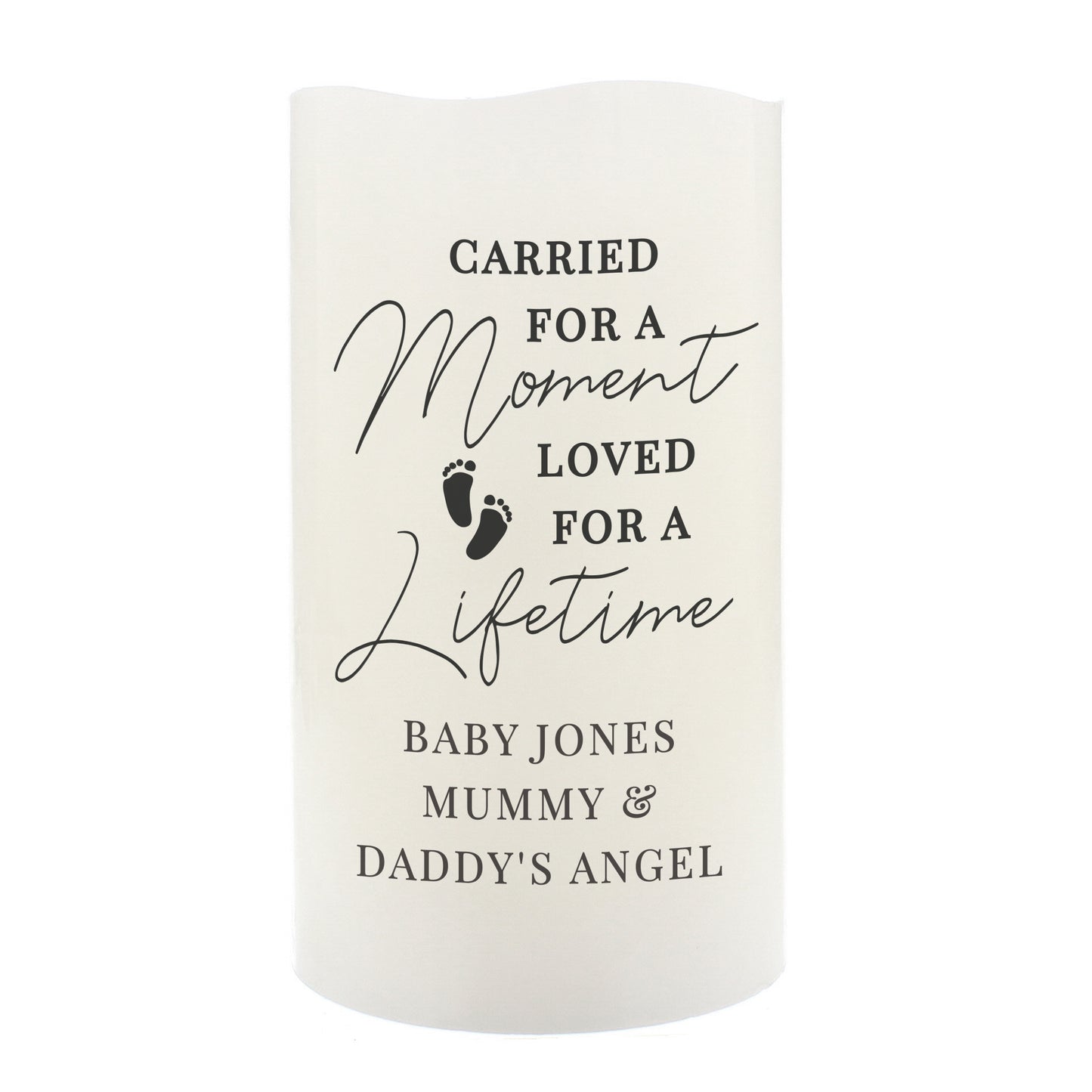 Personalised Carried For A Moment LED Candle