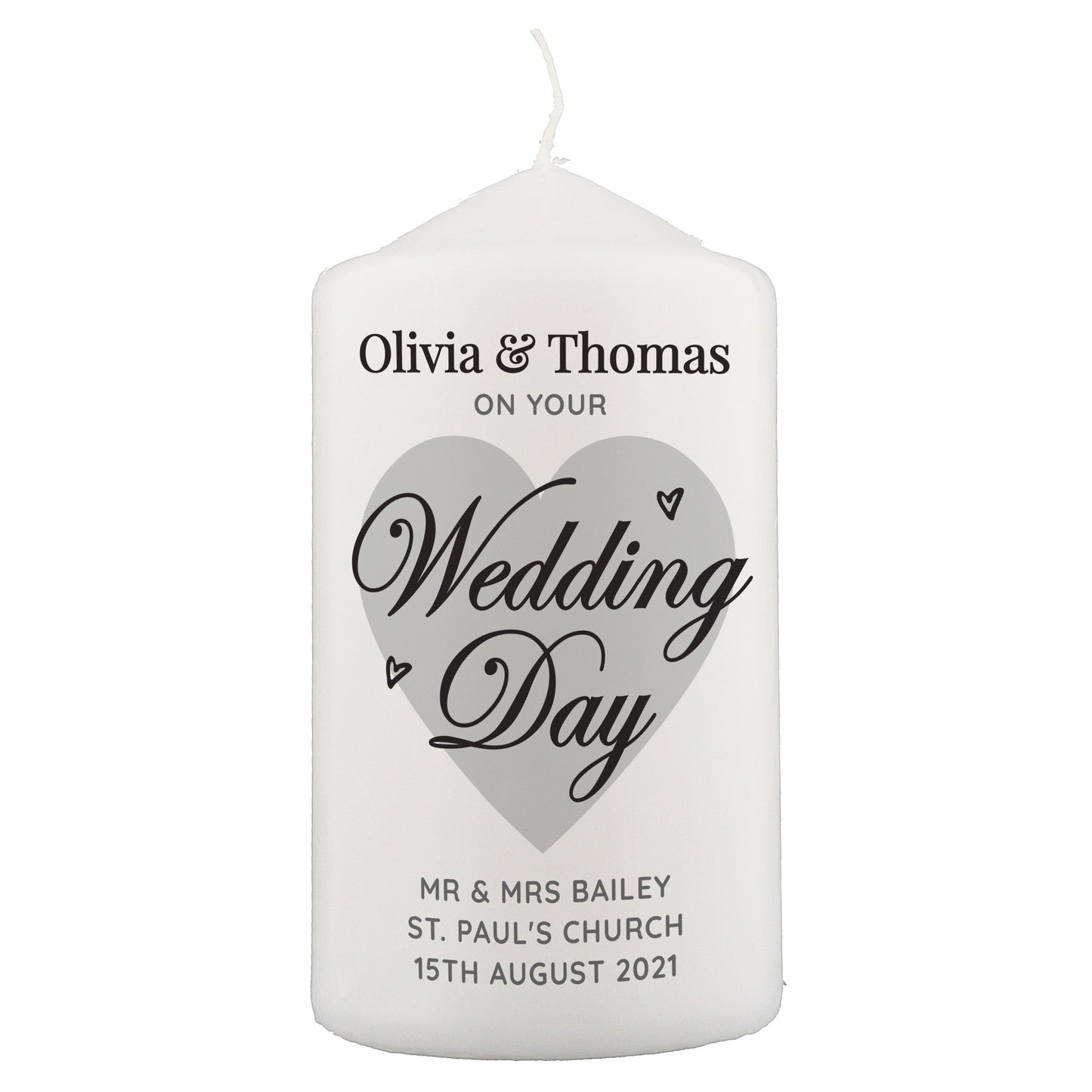 Personalised On Your Wedding Day Pillar Candle