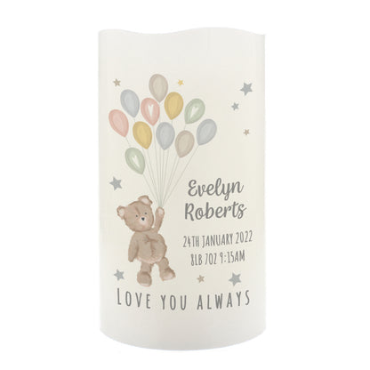 Personalised Teddy & Balloons Nightlight LED Candle