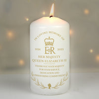 Personalised Queens Commemorative Wreath Pillar Candle