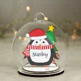 Personalised Wooden Design Glass Bauble (more options)