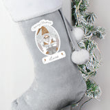 Personalised Christmas Gonk Silver Grey Stocking