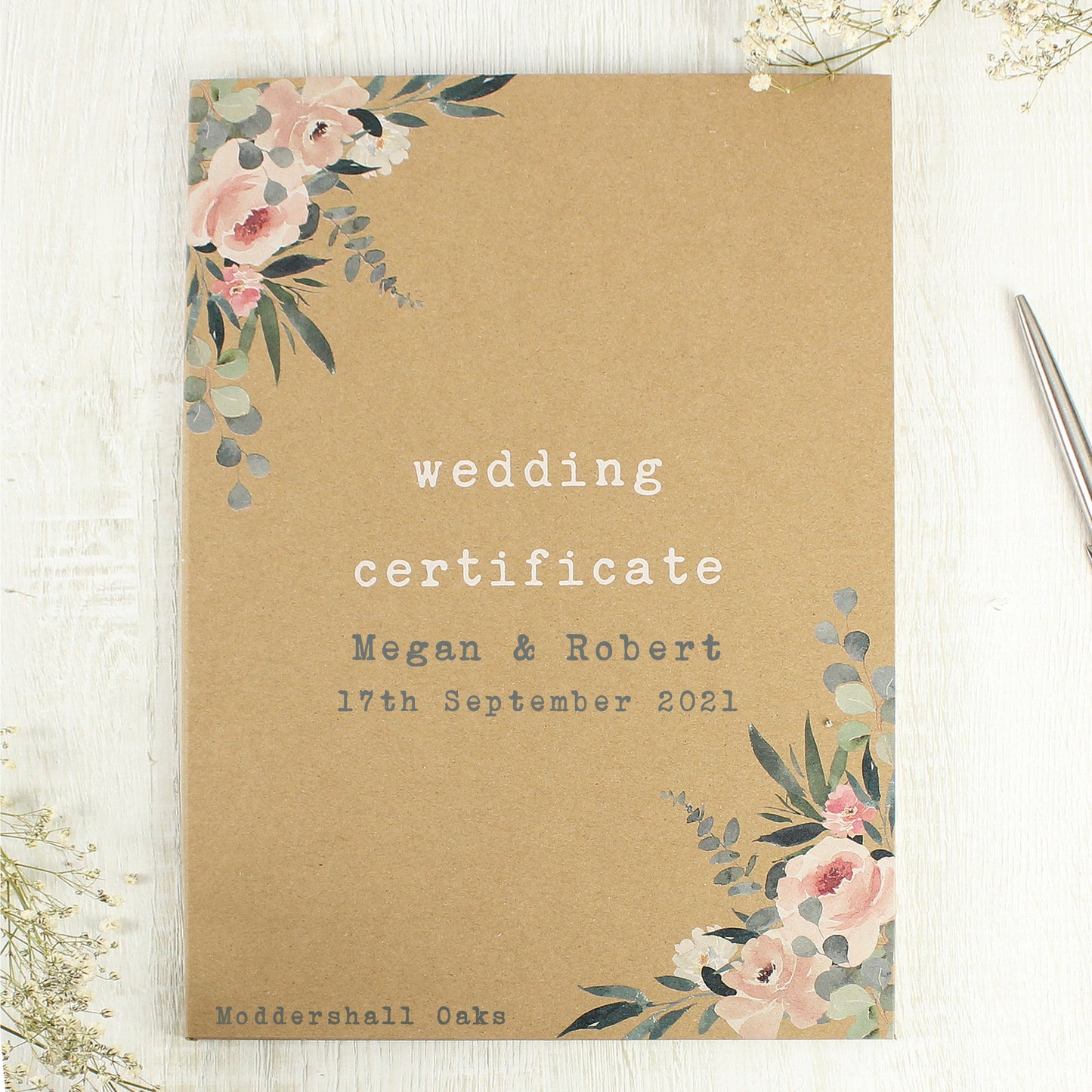 Personalised Wedding Certificate Display Book