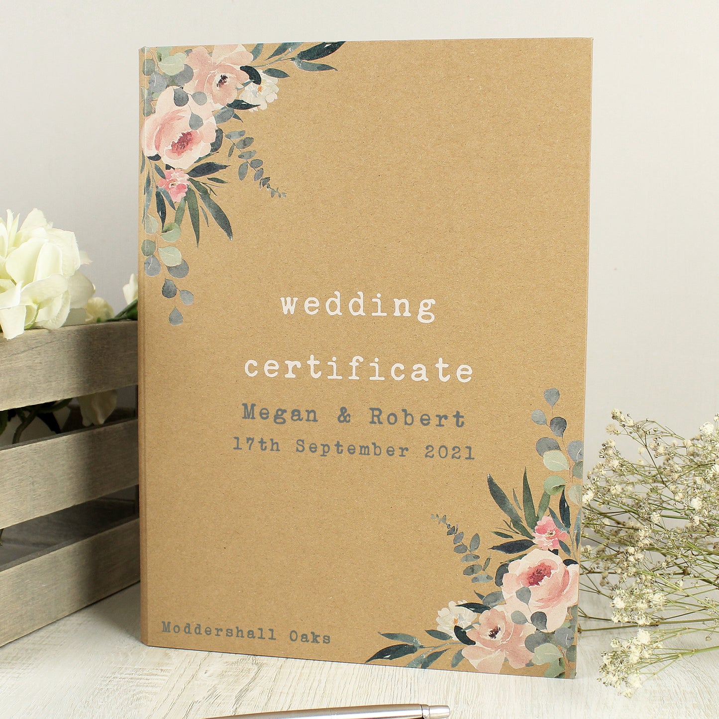 Personalised Wedding Certificate Display Book