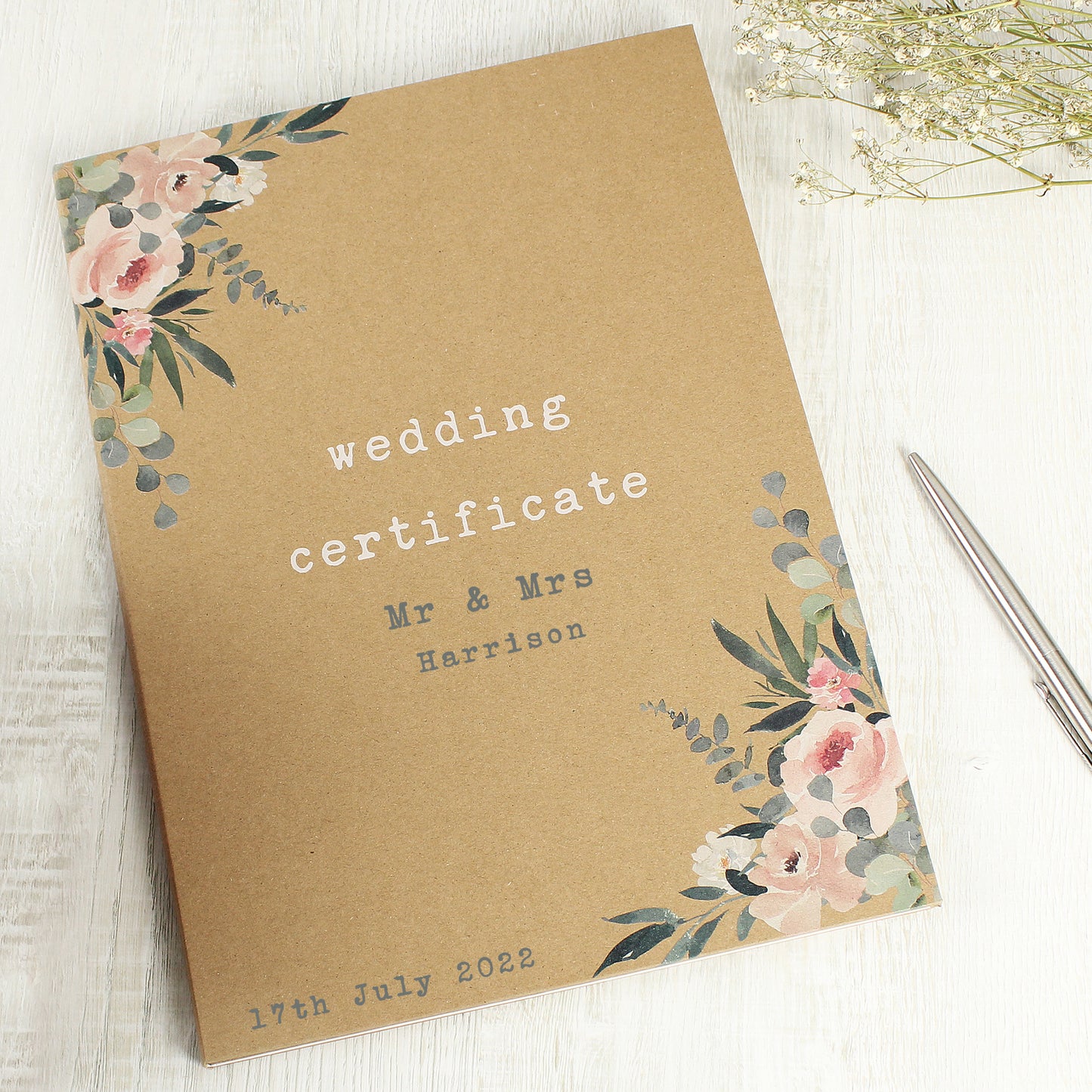 Personalised Wedding Certificate Display Book