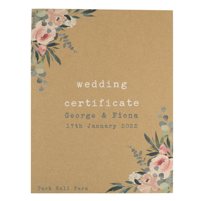 Personalised Wedding Certificate Display Book