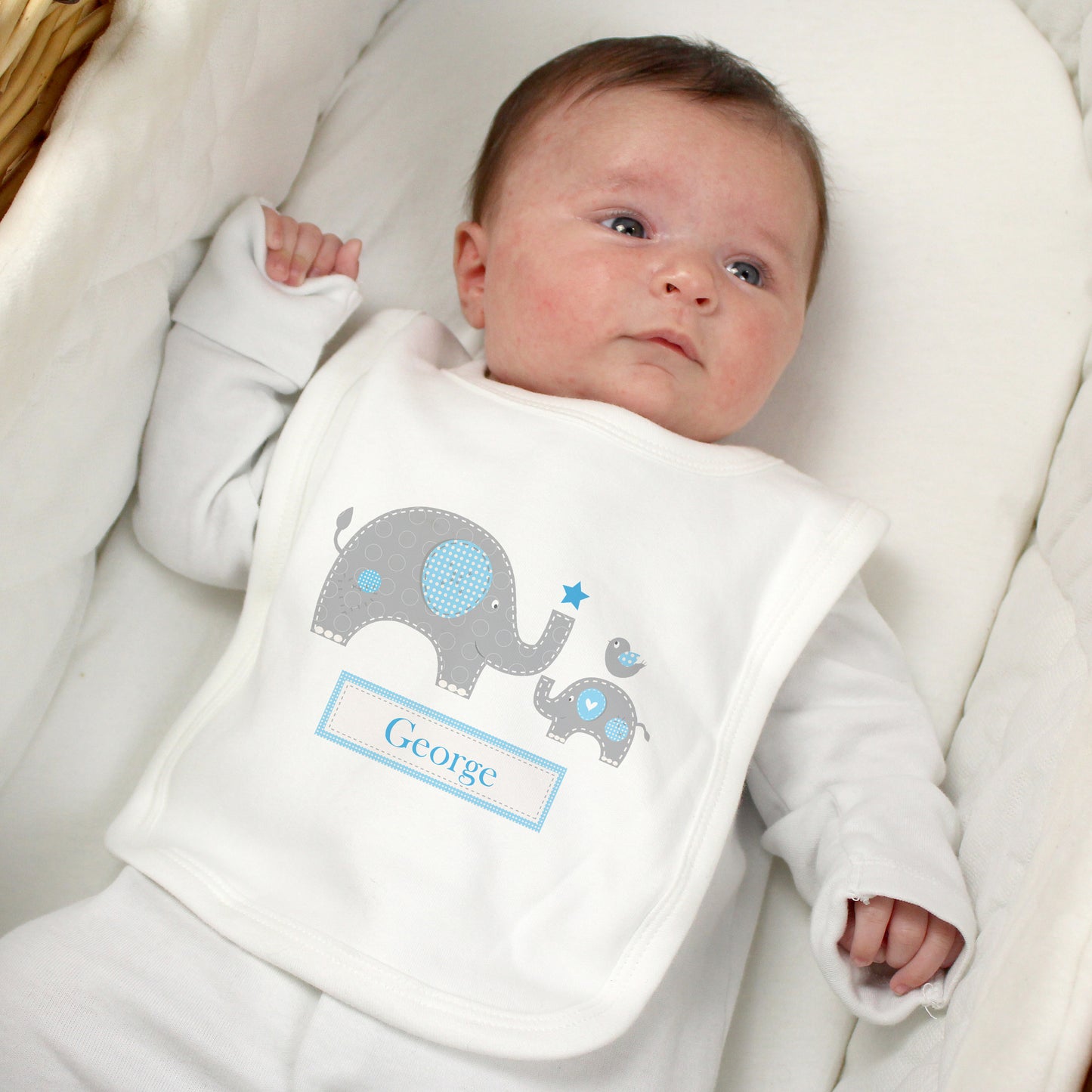 Personalised Elephant 0-3 Months Baby Bib (more options)