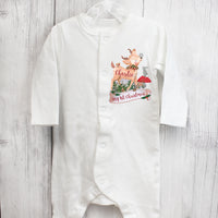 Personalised Festive Fawn 0-3 Months Babygrow