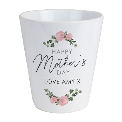 Personalised Abstract Rose Happy Mothers Day Plant Pot