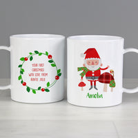 Personalised Christmas Toadstool Santa Plastic Mug