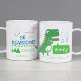 Personalised 'Be Roarsome' Dinosaur Plastic Mug