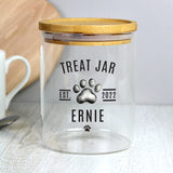 Personalised Pet Treats Glass Jar with Bamboo Lid