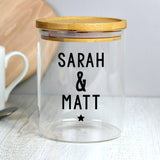 Personalised Free Text Glass Jar with Bamboo Lid