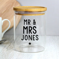 Personalised Free Text Glass Jar with Bamboo Lid