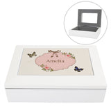 Personalised Delicate Butterfly White Jewellery Box