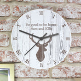 Personalised Highland Stag Shabby Chic Wooden Clock