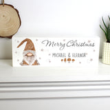 Personalised Christmas Gnome Wooden Block Sign