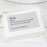 Personalised Definition White Wooden Jewellery Box