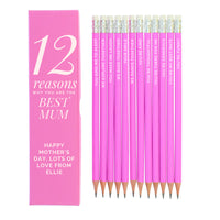 Personalised 12 Reasons Box and 12 HB Pencils