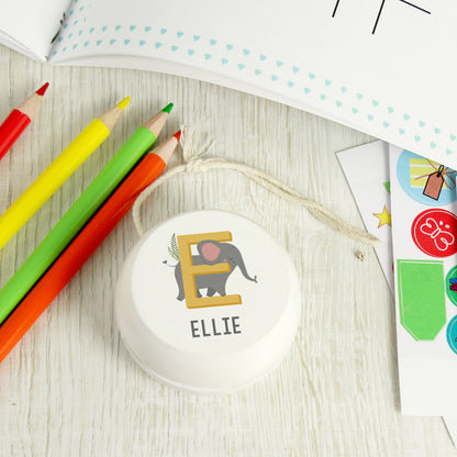 Personalised Animal Alphabet White Wooden Yoyo