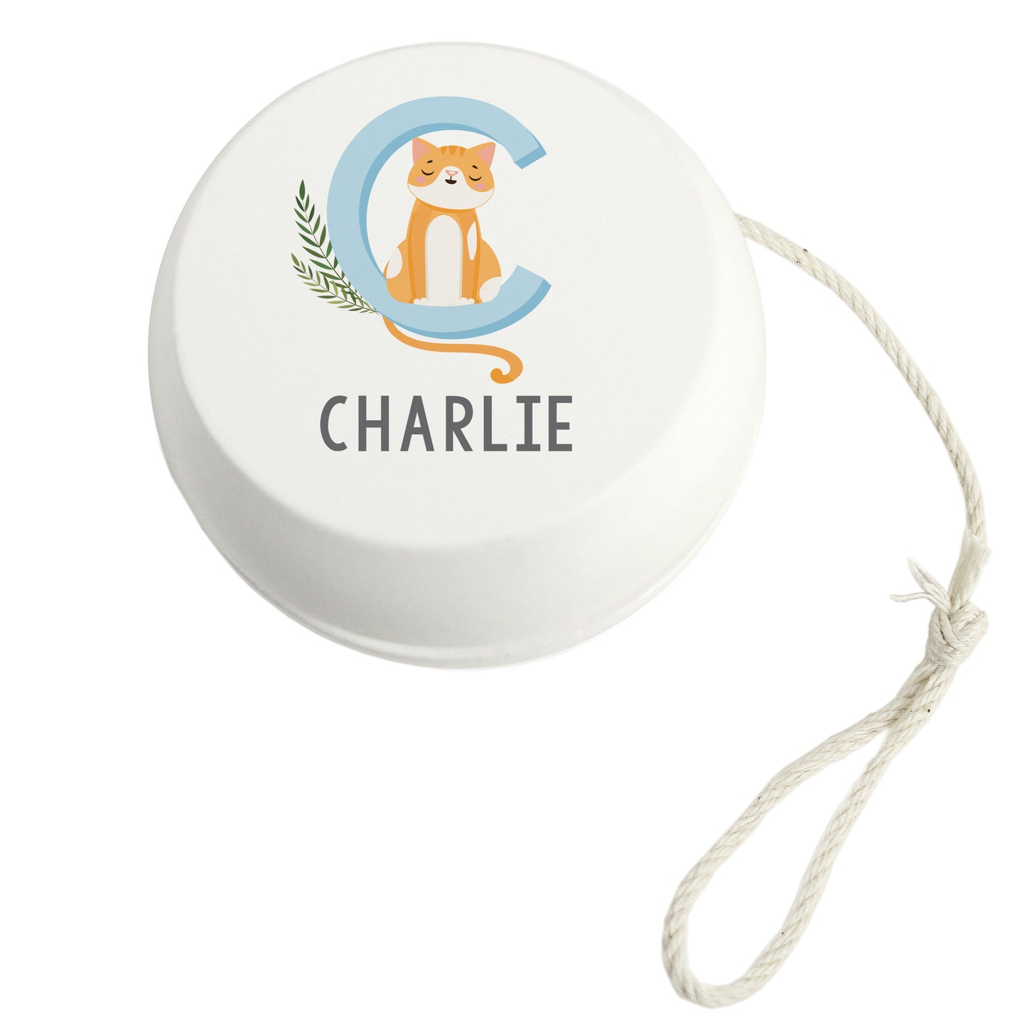 Personalised Animal Alphabet White Wooden Yoyo