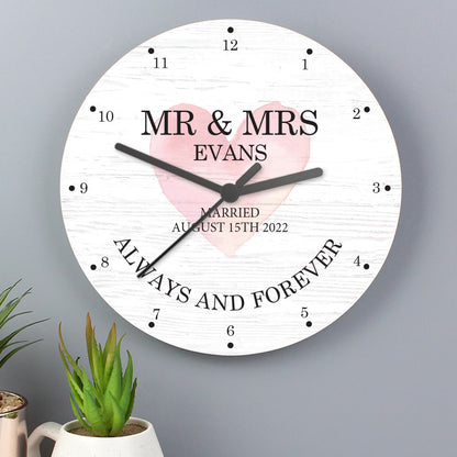 Personalised Couples Wooden Clock