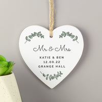 Personalised Botanical Wooden Heart Decoration