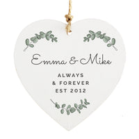 Personalised Botanical Wooden Heart Decoration