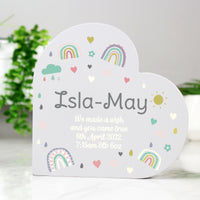 Personalised Rainbow Free Standing Heart Ornament