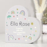 Personalised Rainbow Free Standing Heart Ornament