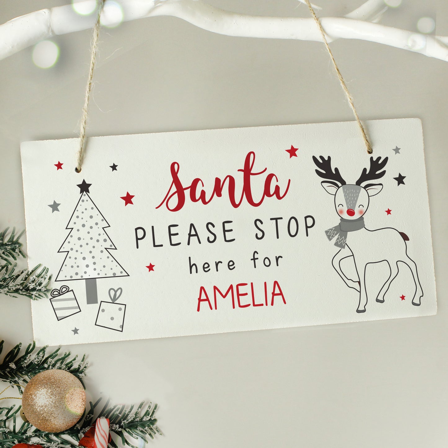 Personalised Rudolph Santa Please Stop Here Sign