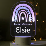 Personalised Pink Rainbow LED Colour Changing Night Light