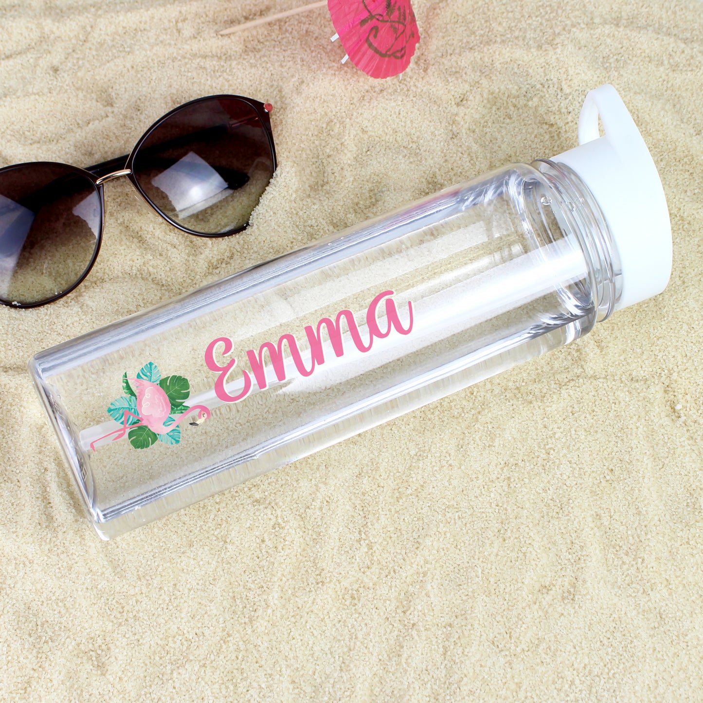 Personalised Flamingo Island Water Bottle