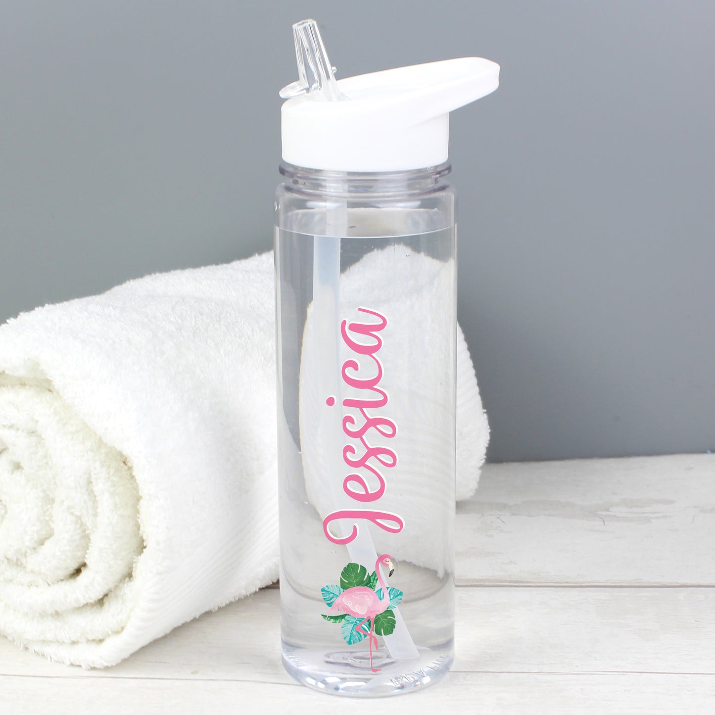 Personalised Flamingo Island Water Bottle