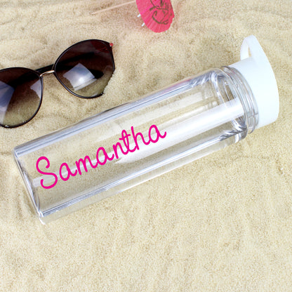 Personalised Pink Name Island Water Bottle