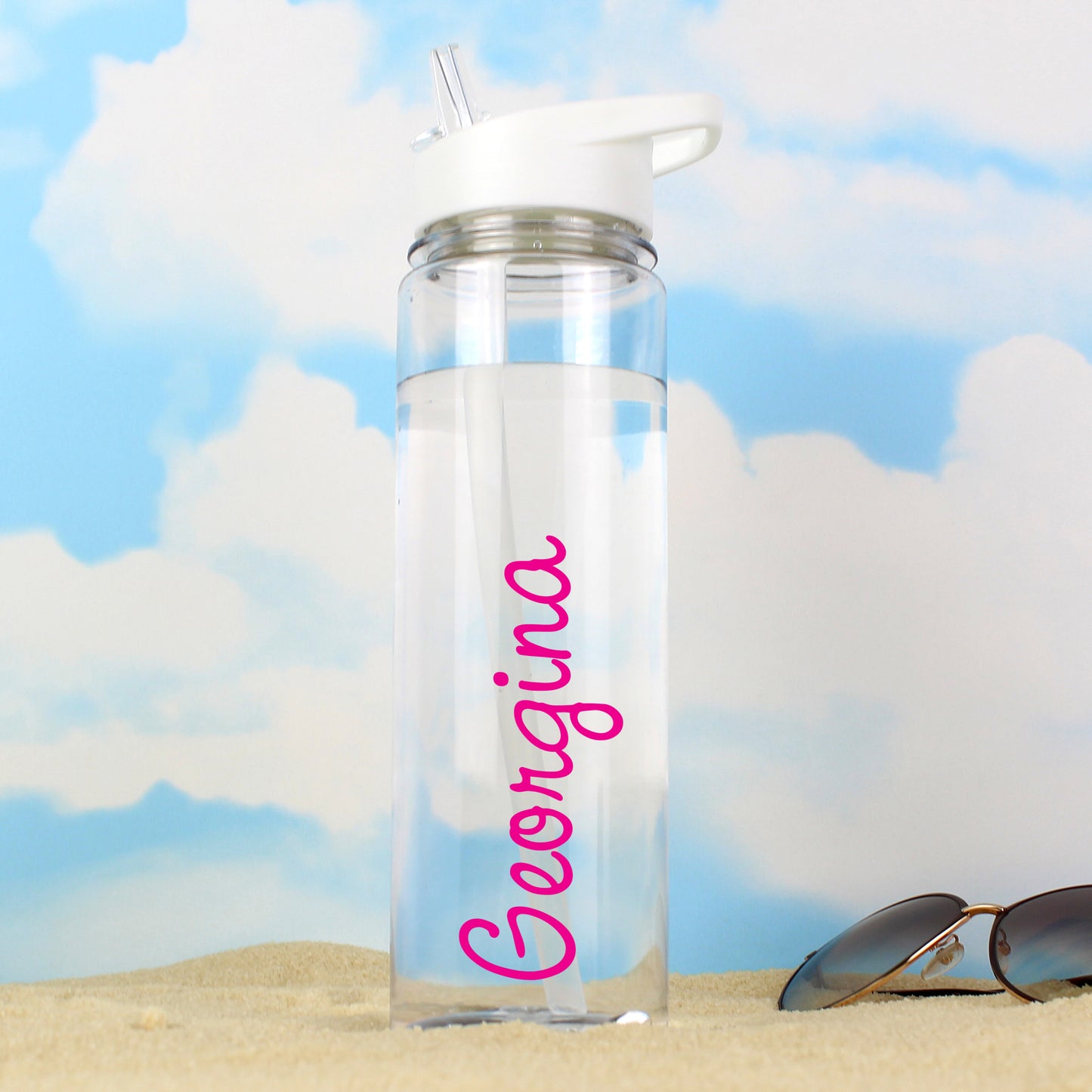 Personalised Pink Name Island Water Bottle