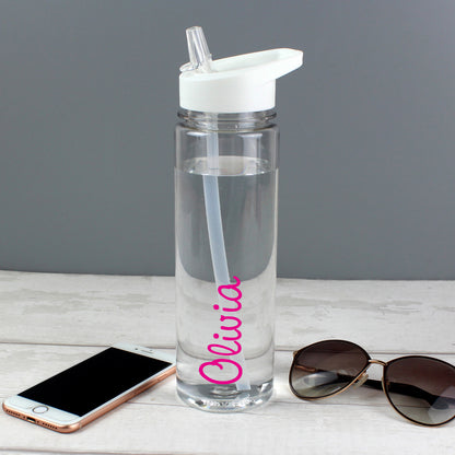 Personalised Pink Name Island Water Bottle