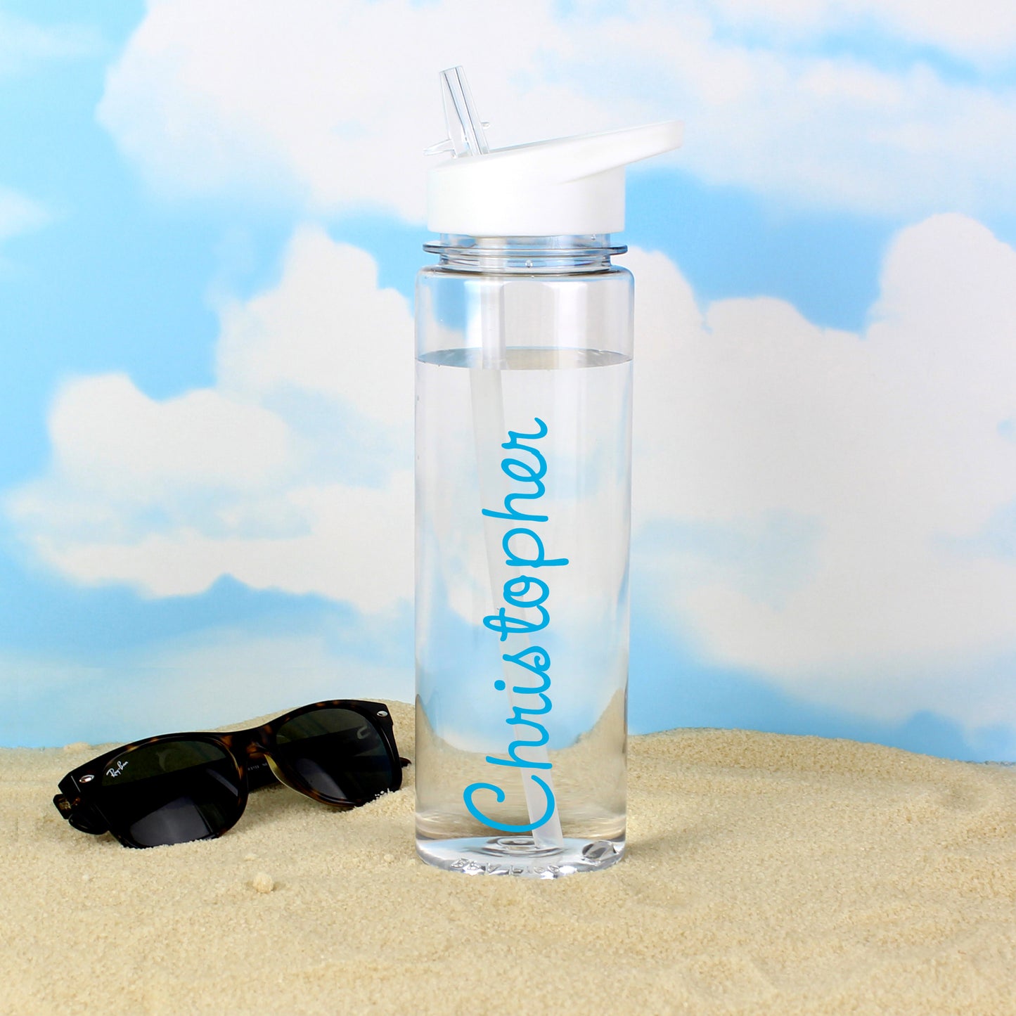 Personalised Blue Name Island Water Bottle