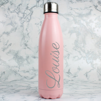 Personalised Pink Metal Insulated Drinks Bottle