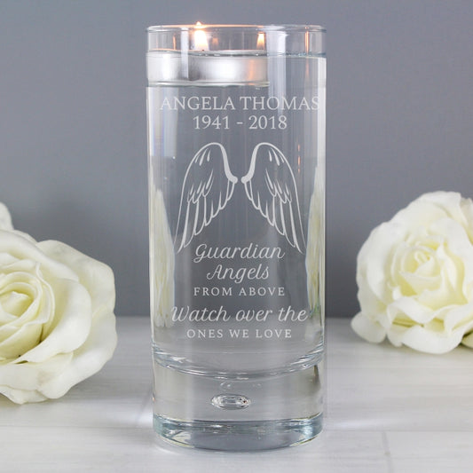 Personalised Guardian Angel Wings Floating Candle Holder