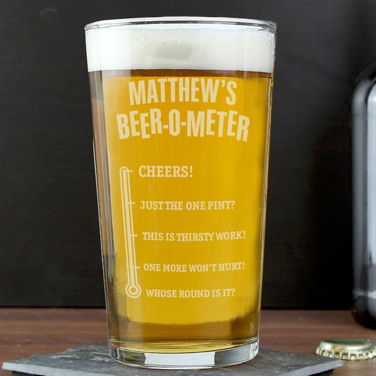 Personalised Beer-O-Meter Pint Glass