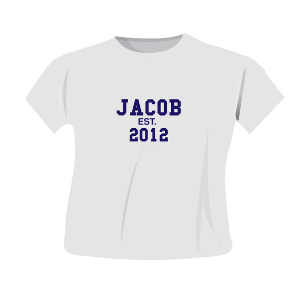 Personalised Established Blue Or Pink Text T-Shirt (more options)