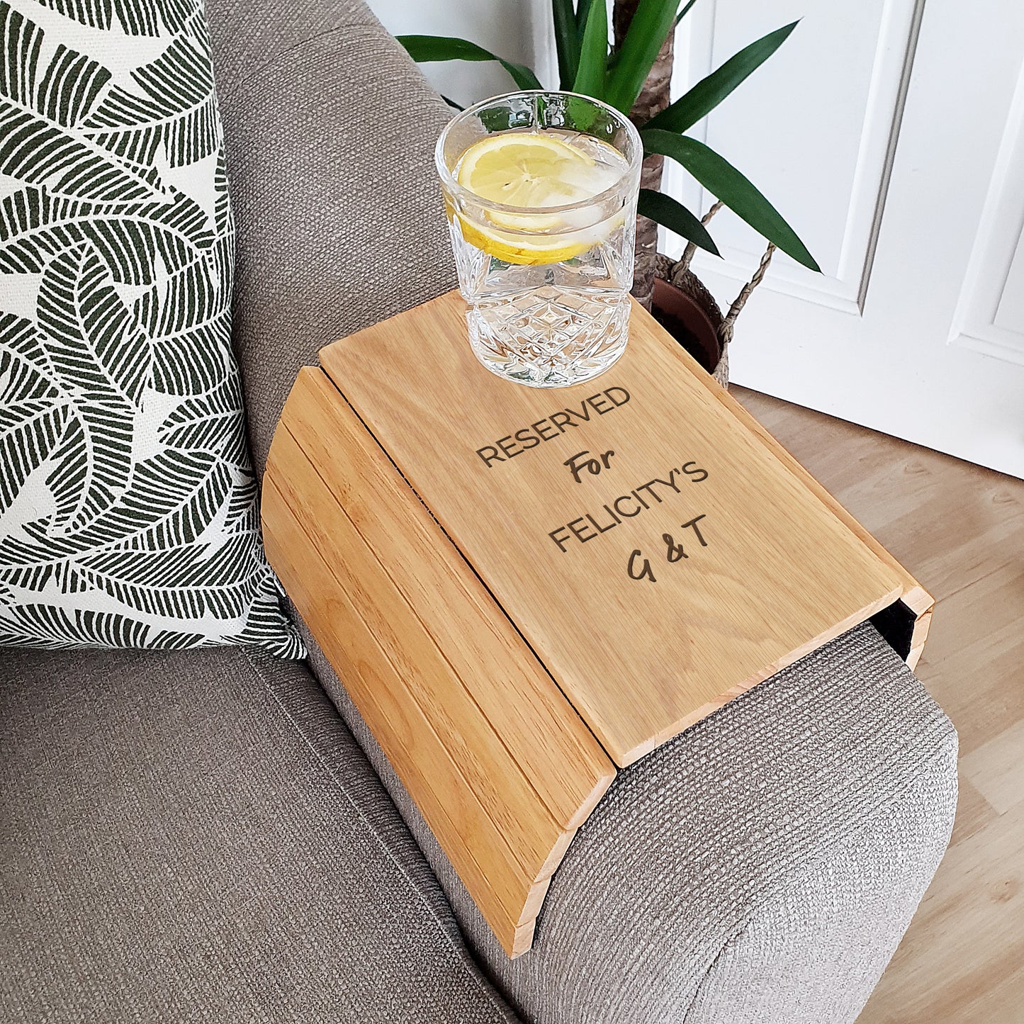 Personalised Free Text Wooden Sofa Tray